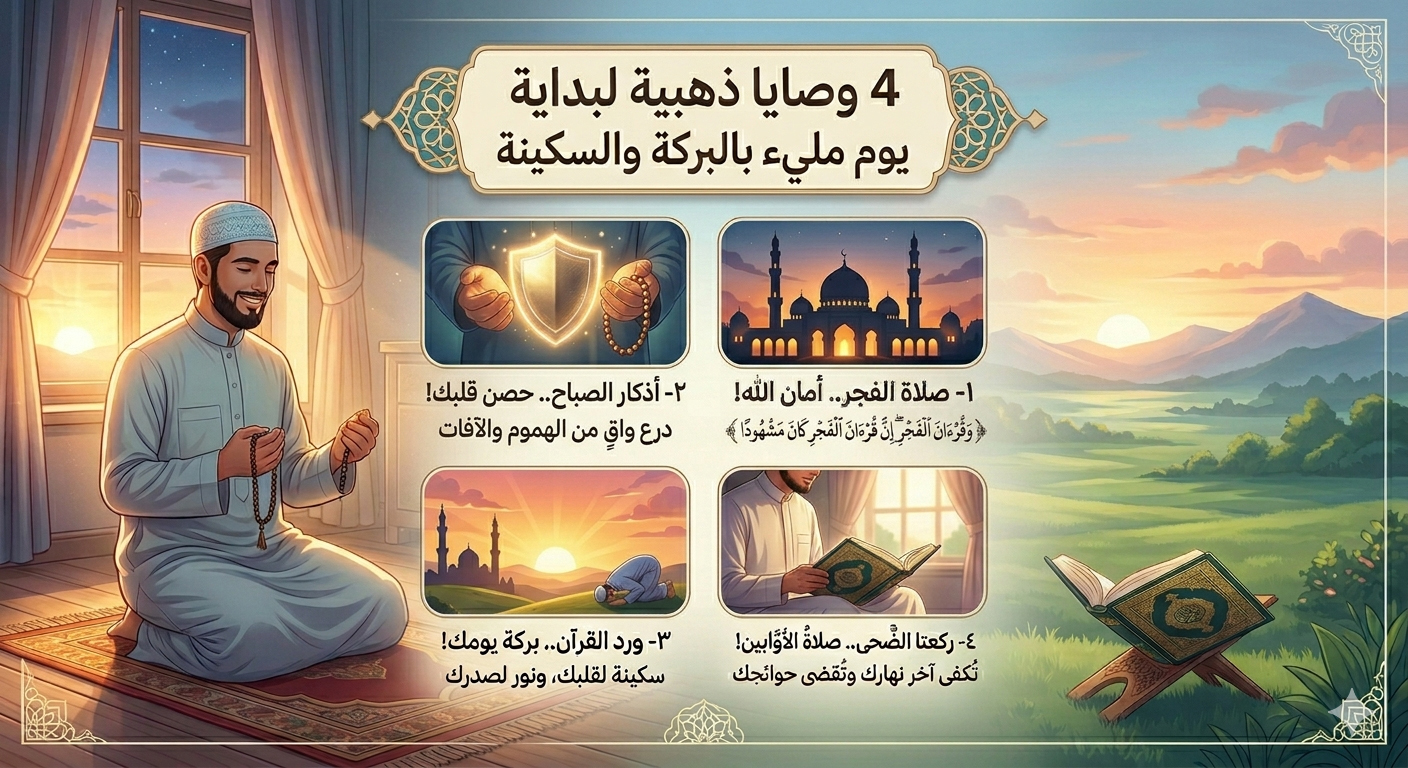 مفاتيح بركة يومك.. 4 وصايا تغيّر حياتك!