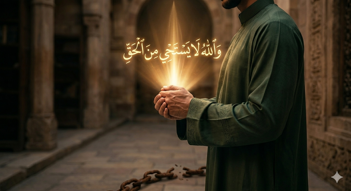 ﴿فَيَسْتَحْيِي مِنكُمْ﴾: حين يكون الحياء كمالاً لا عجزاً