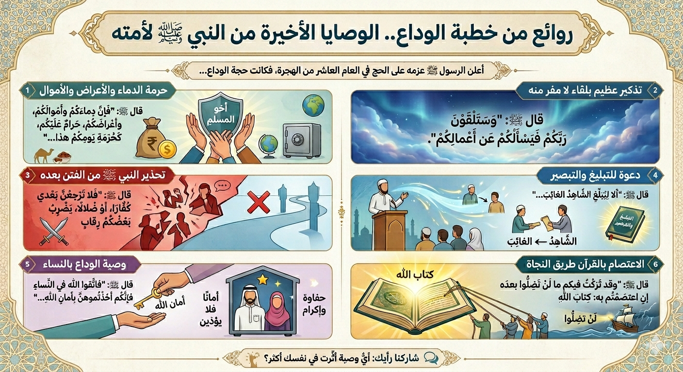روائع من خطبة الوداع.. الوصايا الأخيرة من النبي ﷺ لأمته